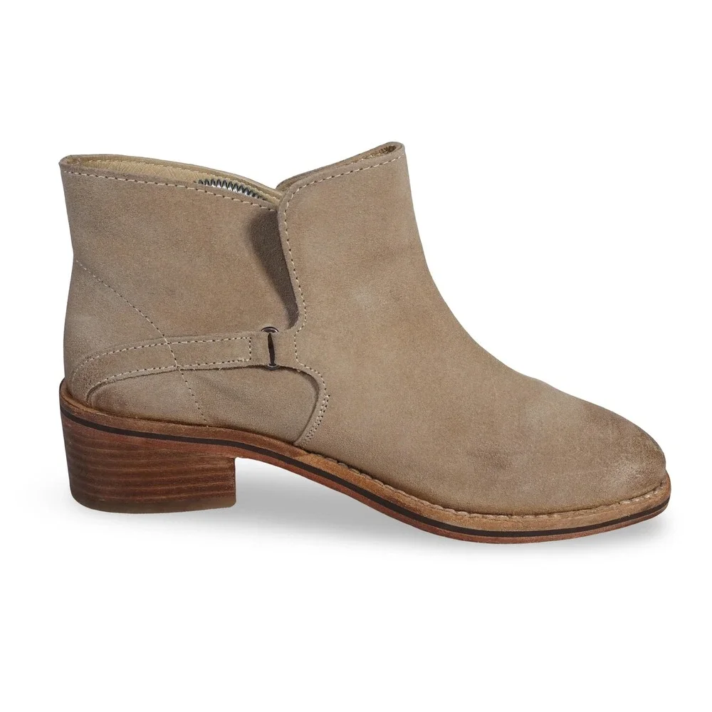 Diba True Caspian‎ Suede Leather Ankle Booties Beige Womens 6.5 Western Bootie